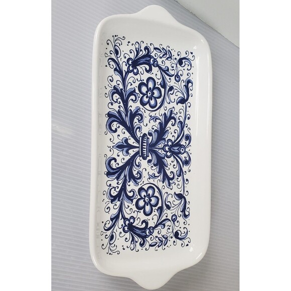 Nova Deruta Serving Snack Appetizer Plate Tray 12.25” Italian Arabesco Floral - Picture 4 of 9